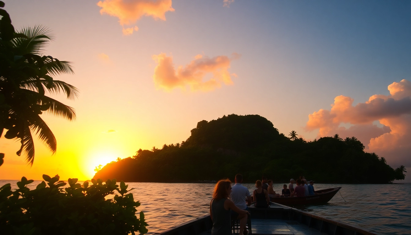 Beautiful tour of Lombok's scenic beaches and mountains with travelers enjoying a boat ride at sunset.