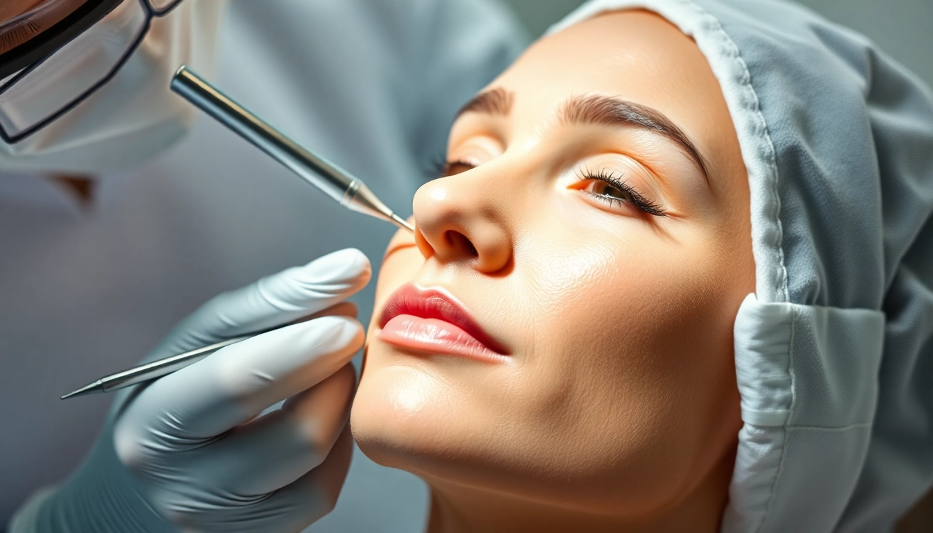 Fadenlifting Zürich: A professional performing minimally invasive facial lifting with dissolvable threads for natural rejuvenation.